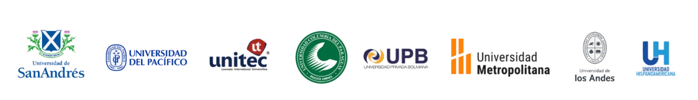 Universidades aliadas en Latinoamérica: San Andrés, Pacífico, UNITEC, Columbia del Paraguay, UPB, Metropolitana, los Andes, Hispanoamericana.