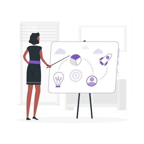 Emprendedora estratégica delineando planes innovadores en una pizarra blanca